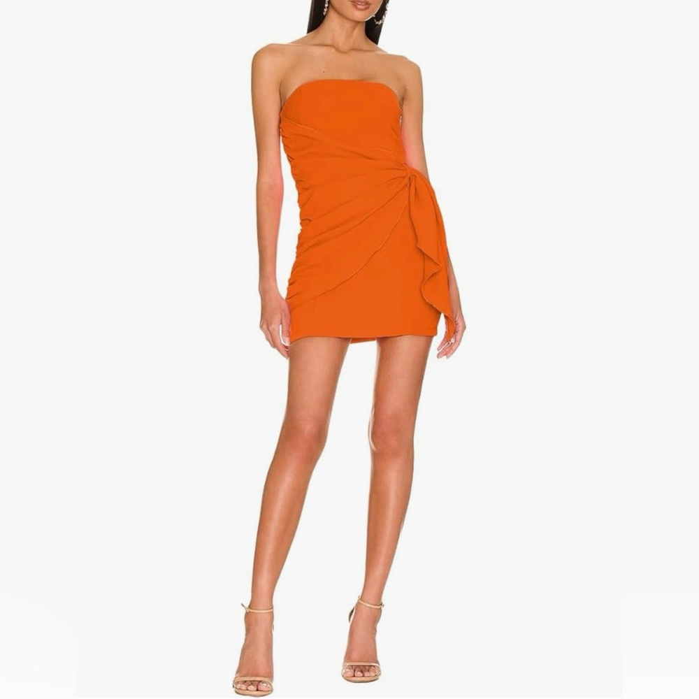 NADIA FRACA Strapless Tube Dress Bodycon Mini Dress with Side Tie